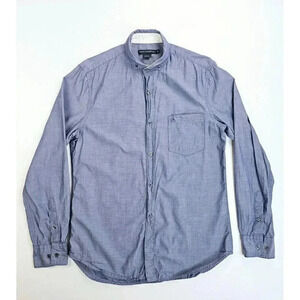 French Connection Size Small Mens Blue Embroidered Pocket Logo Button Down Shirt